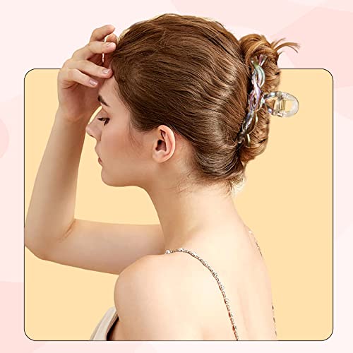 Cwjcytnsn 6pcs clipes de garra transparentes, grandes clipes de cabelo iridescente claro para mulheres, garras de cabelo quadrado retangular