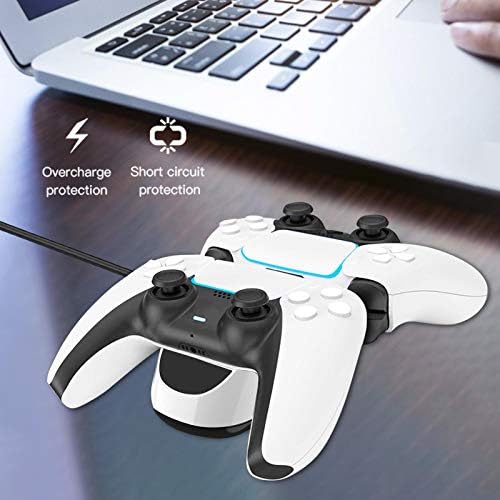 Carregador do controlador Werry para PS5 Kit de estação de carregamento de alta velocidade com 2 baterias recarregáveis ​​com indicador de LED, PS5/ Dock de carregamento para PlayStation 5/ Controller, Black/ White