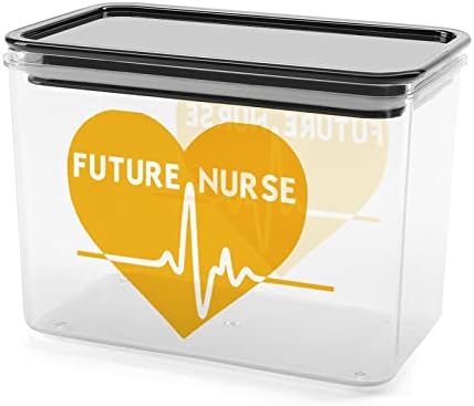 Future Nurse Hearbeat Storage Recipientes Caixa de plástico transparente com tampas de lixeiras reutilizáveis ​​para lanches de cereais de cozinha Jelly feijões de alimentos secos