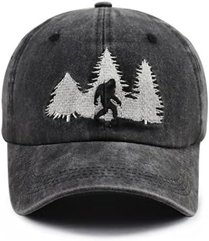 Gzacdeope Bigfoot Hat for Men Mulheres, Funny Ajustável Cot de Algodão Bordado Sasquatch Baseball Cap