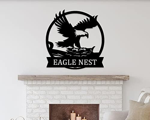 Monograma da Montanha da Eagle - Monograma de Montanha - Decoração de Arte da Metal - Monograma de Ninho das Eagles - Metal Eagle Sign - Birds Sign Monogram - Man Cave Sign - Presente de inauguração da casa - Decor de jardim - Decoração da casa da fazenda