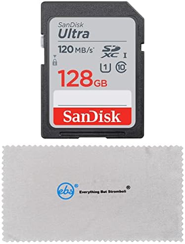 Sandisk 128GB SD Ultra Memory Card funciona com Panasonic Lumix DC-LX100 II, DMC-FZ1000, pacote de câmera digital DC-FZ1000 II com tudo, exceto Stromboli Micro Fiber Pano