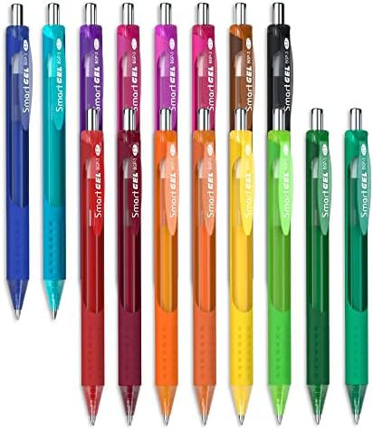 Conjunto de canetas em gel, 16 canetas coloridas de tinta de gel retrátil colorida com aderência de conforto, escrita