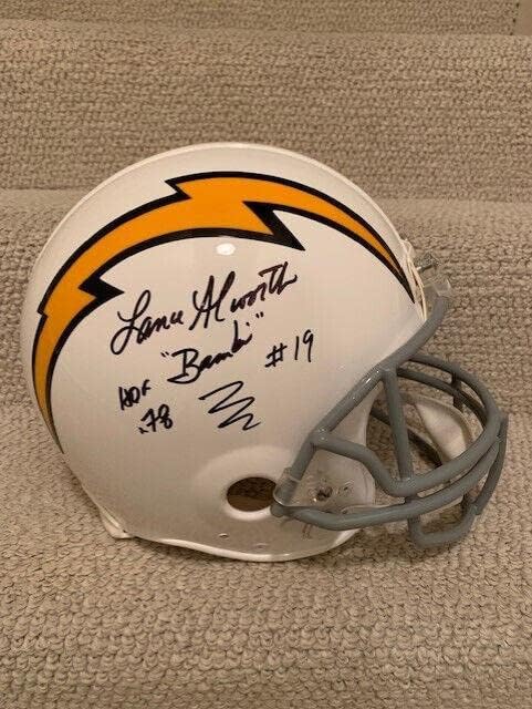 Lance Alworth assinou Chargers PROLINE CAPACHETO TAMANHO 3 INSCRIÇÕES JSA - Capacetes NFL autografados