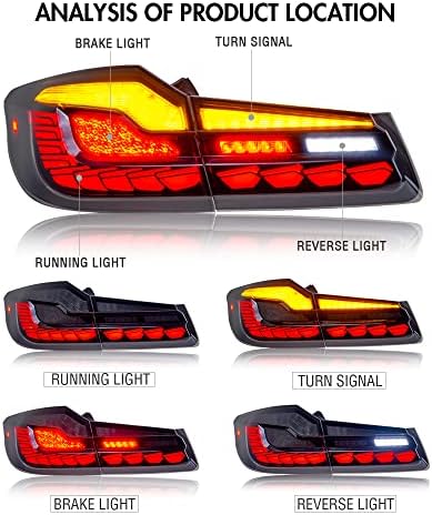 T-ABC Light Light Tail Lights Compatível com BMW 5 Série G30 G38 Luzes traseiras 2018 2019 2020 2021 2022 Dragon escala de lâmpada
