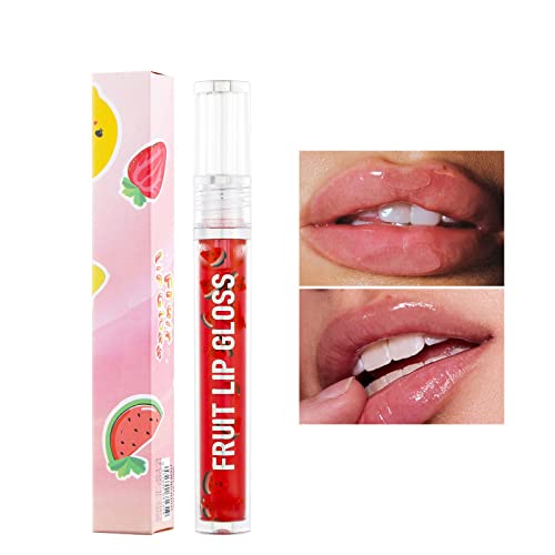 Xiahium Lip Gross Gross 6 Color Fruit Liquid Lip Oil reabasteça a água hidrata o esmalte labial e reduz as rugas labiais