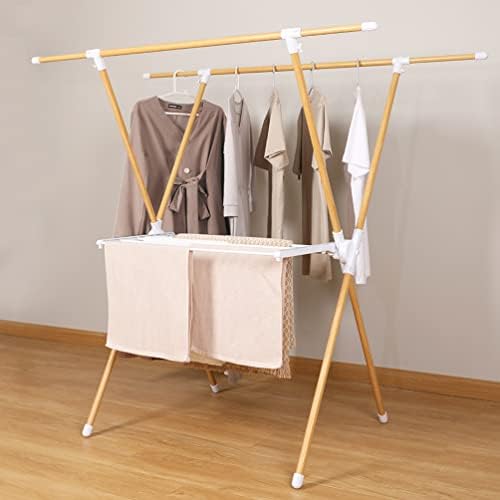 Baoyouni Rack dobrável Rack de secagem com toalhas de prateleira cabide de toalhas STAND STAND x em forma de xadrez de pólos duplos ajustáveis ​​Organizador de armazenamento
