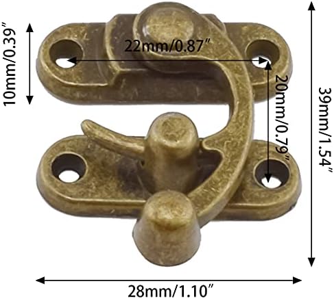 Aifeier et antigo gancho direito hasp trava retrô buzina com parafusos de montagem, liga de zinco - 4pcs 1,14 polegadas x 1,3 polegadas Tom de bronze