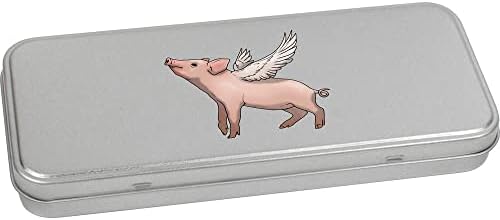 Azeeda 'Flying Pig' Metal Articled Stationery Tin / Storage Box