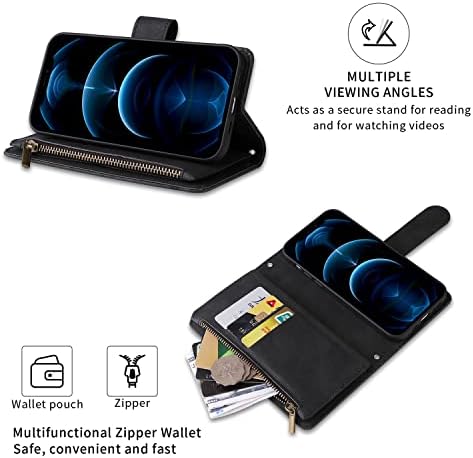Caixa da carteira XYX para iPhone 14 Pro Max, Crossbody Strap Tampa Zipper Cash Pocket com 9 cartas para o iPhone 14 Pro Max,