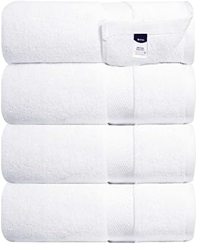 Oakias 6 pacote de embalagem toalhas de banho branco - 27x 54 polegadas - altamente absorvente, 600 gsm folhas de