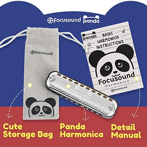 Focusound panda gaita para crianças, chave diatônica de C, bordas arredondadas suaves