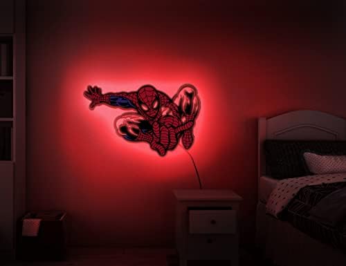 Spider Night Lights for Kids Wall Decor Led Sign - Lâmpada noturna para o quarto - Crianças decoração de parede Arte