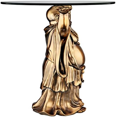 Design Toscano Jolly Hotei Buda Buddha Glass Sculptural Top Top Top, Gold