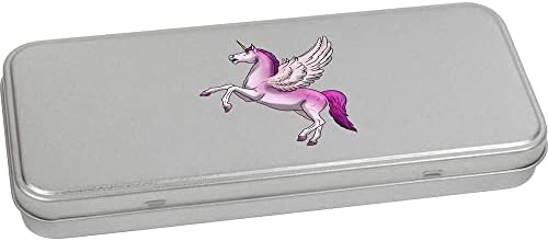 Azeeda 'unicórnio alado' Metal Articled Stationery Tin / Storage Box