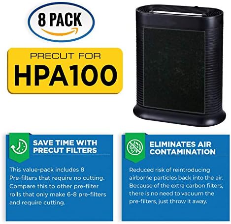 Pacote de filtro de substituição HEPA Premium 2 Completo, incluindo 8 filtros de carbono ativados pré -cortados para HPA100