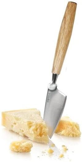 Boska Bosky Hard com maçaneta européia de madeira de carvalho, faca de queijo de coleção de vida, prata