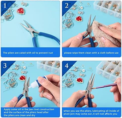 8 PCS Kit de ferramentas para fabricação de jóias, alicate para nariz de agulha, alicate redondo, cortadores de arame, alicate