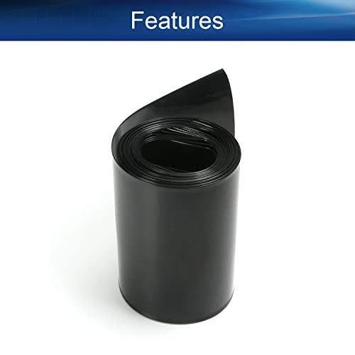 Bettomshin Black PVC Tubos de encolhimento de calor de PVC 8,2 pés 2,76 polegadas planas para 4 × 18650 bateria 1pcs