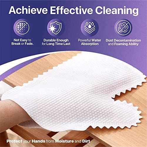 Luvas de pó de microfibra brancas TRENDAS ™, lenços de remoção de poeira de desinfecção em casa