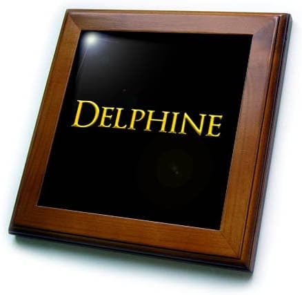 3drose Delphine Nome da senhora popular na América. Amarelo no Preto Negro ou. - ladrilhos emoldurados