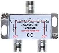 2 Way Bidirecional Coaxial Antena Splitter para RG6 RG59 5-2300 MHz Satellite de cabo HDTV