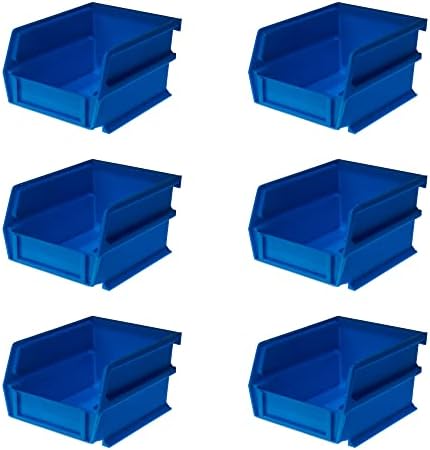 Triton Products Locbin 5-3/8 in. L x 4-1/8 pol. W x 3 in. H empilhamento azul, penduramento, caixas de polipropileno interligadas, 6 ct