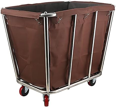 Omoons faz carrinho de limpeza de hotéis comerciais de carrinho de linho corporativo, cestas de bolsa de roupas à prova d'água com roda de rolagem/marrom para serviço pesado