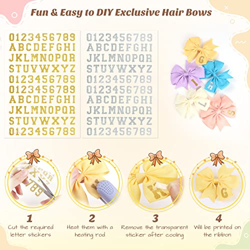 80pcs Roscos de cabelo de 3 polegadas para meninas, letra DIY de letra imprimida Ribbon Ribbon Pinwheel