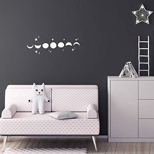 Decalque de arte da parede de vinil - fases lunares - 10 x 30 - Modern Moon Stars Design para quarto de casa quarto infantil creche