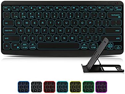 Teclado Bluetooth sem fio, teclado para iPad, teclado recarregável portátil de 7 cores com vários dispositivos para iPhone/iPad 9.7/iPad Pro/novo iPad 2018/iPad Air, Samsung Android Tablets, Windows