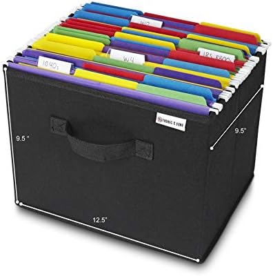 Caixa de armazenamento de arquivo dobrável 12,5 x 9,5 x 9.5 mantém pastas de arquivo suspensas e arquivos de tamanho de letra. Se encaixa na prateleira ou em muitas gavetas.
