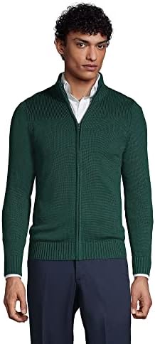 Lands End School Uniform Men's Cotal Modal Zip Front Cardigan Sweater