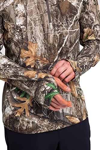 Camo de caça masculino da Realtree ventilou UPF +50, 1/4 Zip Early-Mid Season Quck-Dry Lightweight Hunting Shirts