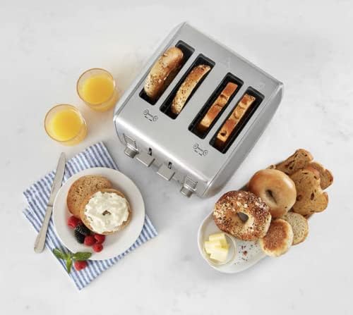 Pão Cuisinart, bagel, muffin inglês, waffle e pastelaria congelados, versão de 4 slot com carruagem alta, configurações de 7 sombras, Torros de seleção personalizada de 4 fatores