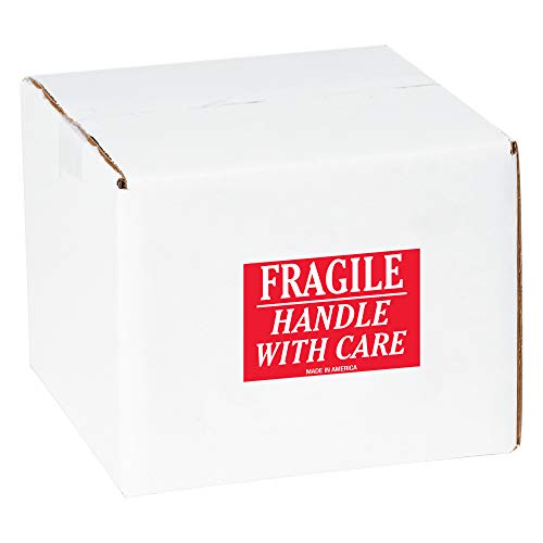 Etiquetas de fita Logic®, frágil - alça com cuidado , 2 x 3 , vermelho/branco, 500/rolo