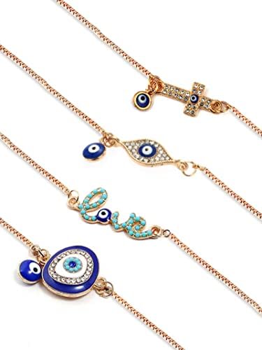 4 Pacote de pulseiras de olho malignas para mulheres Blue Evil Eye Bracelet para joias para meninas adolescentes para os melhores