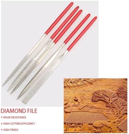 Conjunto de arquivos de agulha revestidos com diamante DRilax 5 PCs 5-1/2 ″ Kit de ferramenta de afiação de longa duração