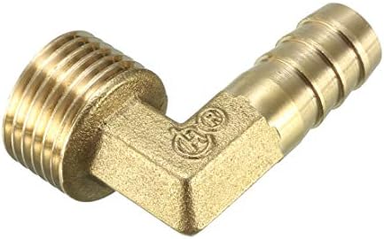 Uxcell Brass Barb Mangueira Ajuste de 90 graus Cotovelo de 12 mm x 1/2 pt Conector masculino