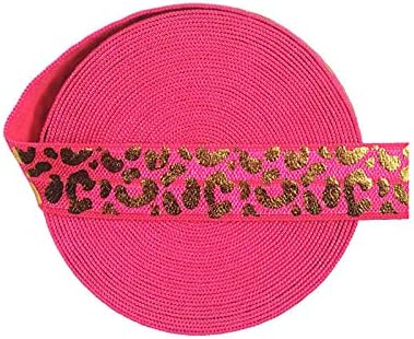 2 5 10 jardas 5/8 15mm de papel alumínio de leopardo dourado dobro sobre elástico spandex fita fita adesiva tirha de fábrica de cabeceira de costura rosa virtual 5 jardas