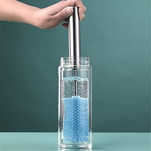 Limpador de garrafa de garrafa de garrafa de silicone ellyliana para lascas de hidrofvasão, garrafa esportiva isolada, vaso e escova de garrafa de água de vidro para recipientes estreitos de pescoço, azul