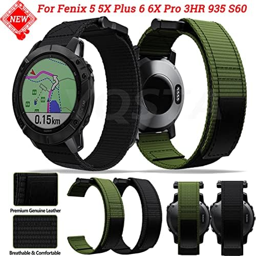 Puryn 26 mm tira de faixa de vigilância para Garmin Fenix ​​5 5x mais 3hr 6x 6 6SPro S60 MK1 ENDURO Relógio de nylon ajustável