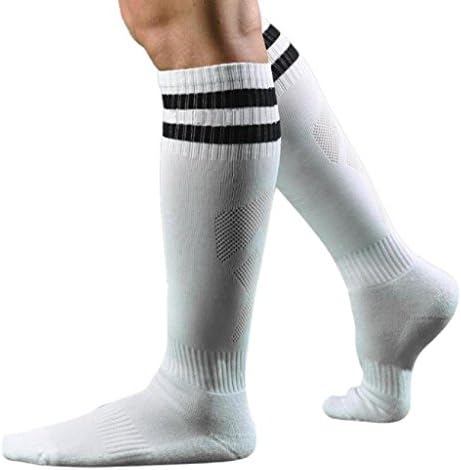 Men's Classic Triple Stripes Knee High Tube Meocks, supondo meias longas de futebol de hóquei de futebol de beisebol