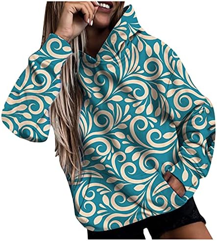 Hoodies casuais femininos de Wytong feminino solto de manga comprida Tops de moda de moda estampa Blusa Pullover de blusa