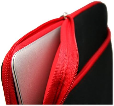 Caixa de ondas de caixa compatível com laptop de superfície do Microsoft Go 2 - Softuit com bolso, bolsa macia neoprene capa de capa com zíper - jato preto com acabamento vermelho