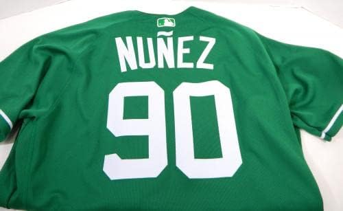 2020 Detroit Tigers Jhon Nunez 90 Jogo emitido Green Jersey St Patricks 46 913 - Jogo usado MLB Jerseys