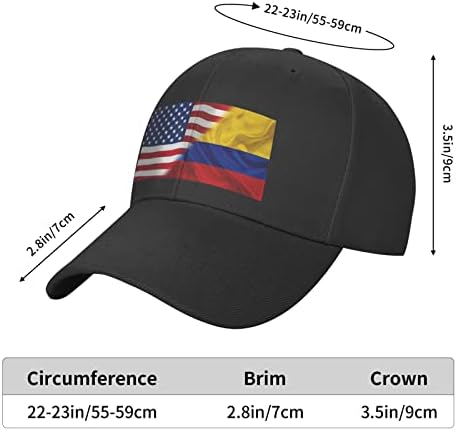 Half -American Half Bandle Colombian Cap atingiu o Cap Cap Hat Dad Hat Hat Hat Casual Sports Sun Hat for Mens Womens Black