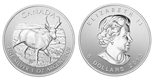 2013 CA Candian Wildlife Series Antelope Silver Coin Dollar não circulado
