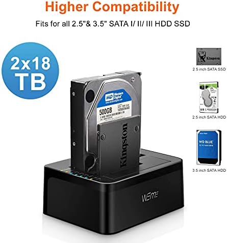 Wem USB C 3.0 para SATA Docking Docking Docking Station, Duplicador de disco SSD HDD Clonner para Dual Bay 2,5 3,5 polegadas SATA