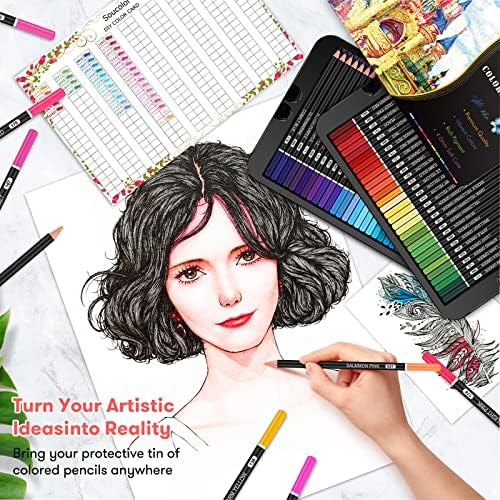 Lápis de cor artista de 180 cores Soucolor para livros para colorir adultos, núcleo macio, lápis de desenho de arte numerada